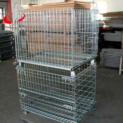 Foldable Galvanised Metal Storage Cage Wire Mesh Container